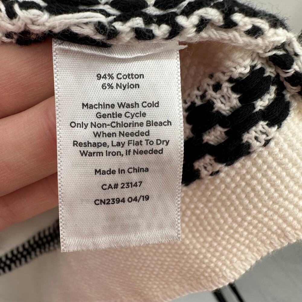 Talbots Black and White Striped Textured Open Cardigan Sweater // S Petite - Picture 7 of 11